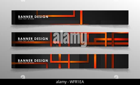 Abstract geometric and rectangular pattern banners with orange gradients Stock Vector