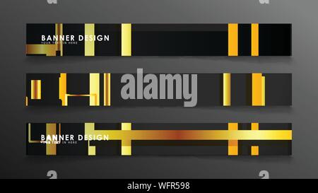 Set a banner with a rectangular background in gold and dark . vector illustration Stock Vector
