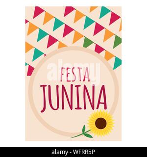 Festa junina background with some special objects, vector illustration design Stock Vector