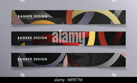 Rectangular vector banners against the background of stacked rings. composition of stone and brick colors Stock Vector