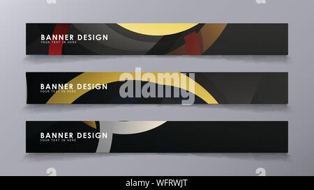 Rectangular vector banners against the background of stacked rings. composition of stone and brick colors Stock Vector