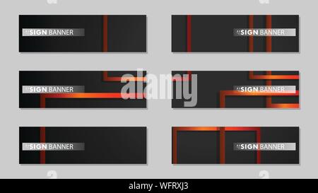Square vector banner with a rectangular black orange gradient background Stock Vector