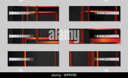 Square vector banner with a rectangular black orange gradient background Stock Vector