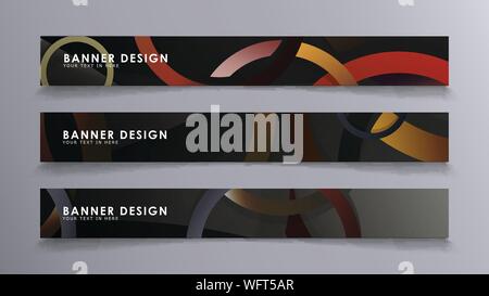 Rectangular vector banners against the background of stacked rings. composition of stone and brick colors Stock Vector