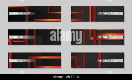 Square vector banner with a rectangular black orange gradient background Stock Vector