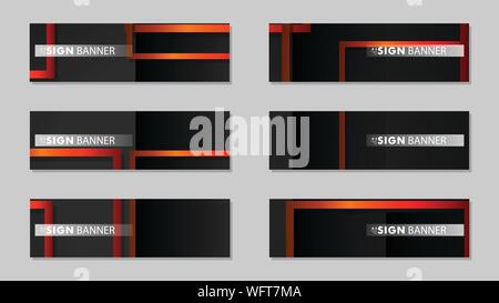 Square vector banner with a rectangular black orange gradient background Stock Vector