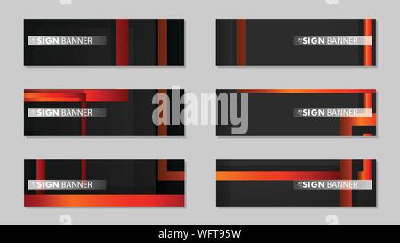 Square vector banner with a rectangular black orange gradient background Stock Vector