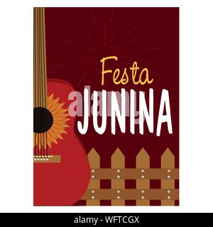Festa junina background with some special objects, vector illustration design Stock Vector