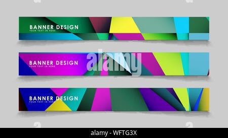 Abstract rectangular vector banners with colorful geometric gradient backgrounds Stock Vector