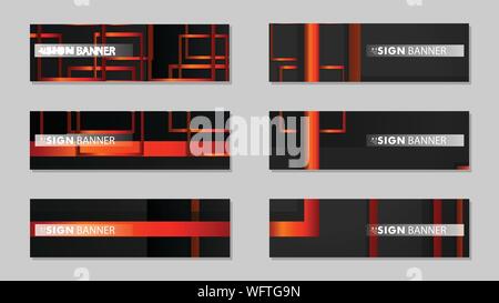 Square vector banner with a rectangular black orange gradient background Stock Vector