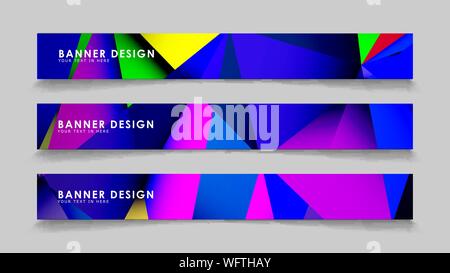 Abstract rectangular vector banners with colorful geometric gradient backgrounds Stock Vector