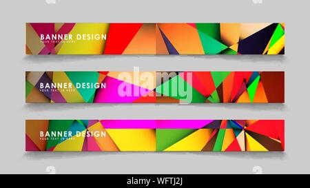 Abstract rectangular vector banners with colorful geometric gradient backgrounds Stock Vector