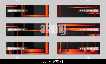Square vector banner with a rectangular black orange gradient background Stock Vector