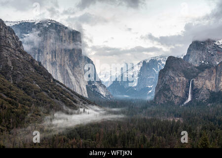 View of Yosemite National Park from Tunnel View Stock Photo