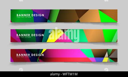 Abstract rectangular vector banners with colorful geometric gradient backgrounds Stock Vector