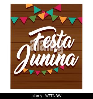 Festa junina background with some special objects, vector illustration design Stock Vector