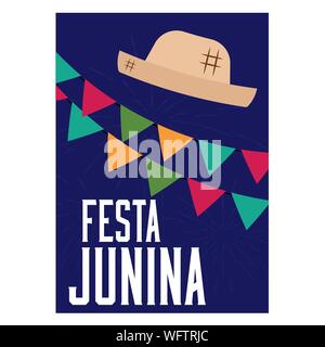 Festa junina background with some special objects, vector illustration design Stock Vector