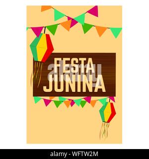 Festa junina background with some special objects, vector illustration design Stock Vector