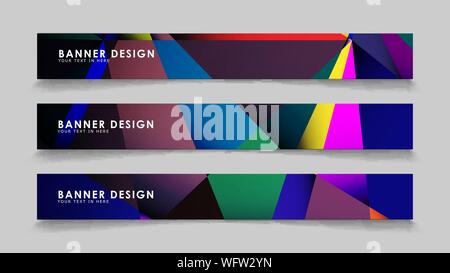Abstract rectangular vector banners with colorful geometric gradient backgrounds Stock Vector