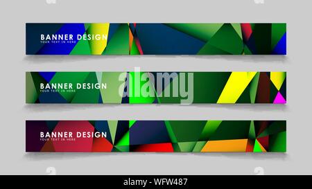 Abstract rectangular vector banners with colorful geometric gradient backgrounds Stock Vector