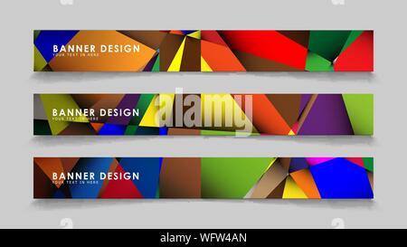 Abstract rectangular vector banners with colorful geometric gradient backgrounds Stock Vector