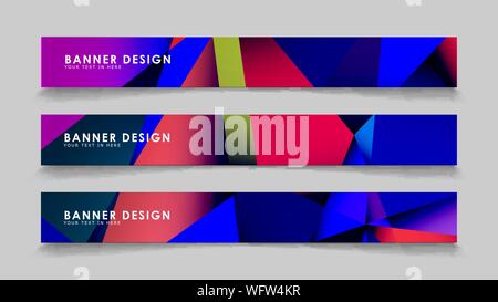 Abstract rectangular vector banners with colorful geometric gradient backgrounds Stock Vector