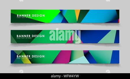 Abstract rectangular vector banners with colorful geometric gradient backgrounds Stock Vector