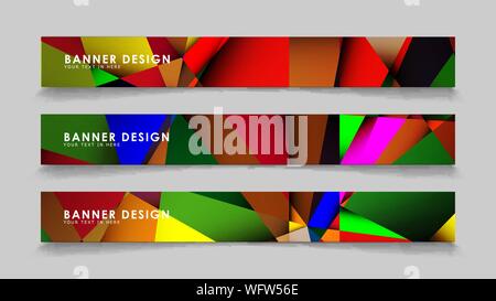 Abstract rectangular vector banners with colorful geometric gradient backgrounds Stock Vector