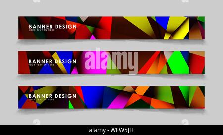 Abstract rectangular vector banners with colorful geometric gradient backgrounds Stock Vector