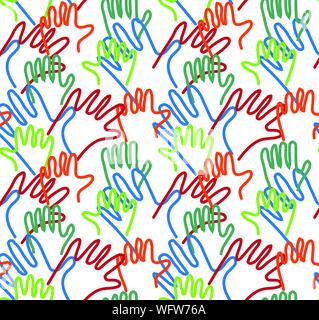 Hand arms palms lines semaless pattern. Color vector illustration EPS8 Stock Vector