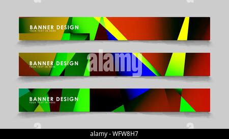 Abstract rectangular vector banners with colorful geometric gradient backgrounds Stock Vector