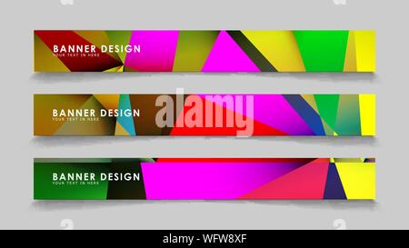 Abstract rectangular vector banners with colorful geometric gradient backgrounds Stock Vector