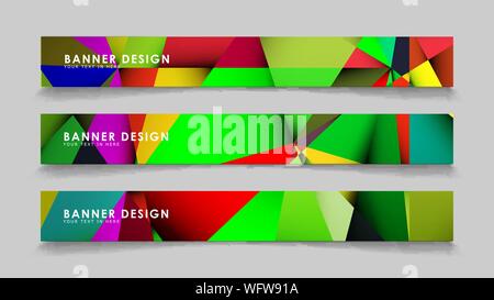 Abstract rectangular vector banners with colorful geometric gradient backgrounds Stock Vector