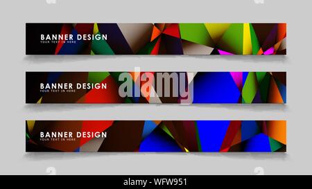 Abstract rectangular vector banners with colorful geometric gradient backgrounds Stock Vector