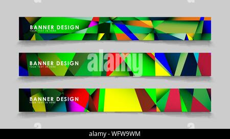 Abstract rectangular vector banners with colorful geometric gradient backgrounds Stock Vector