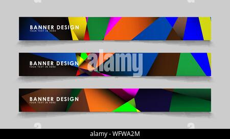 Abstract rectangular vector banners with colorful geometric gradient backgrounds Stock Vector