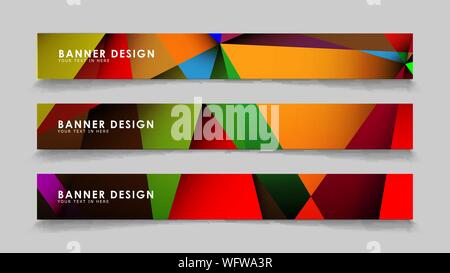 Abstract rectangular vector banners with colorful geometric gradient backgrounds Stock Vector