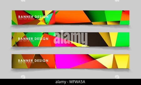 Abstract rectangular vector banners with colorful geometric gradient backgrounds Stock Vector