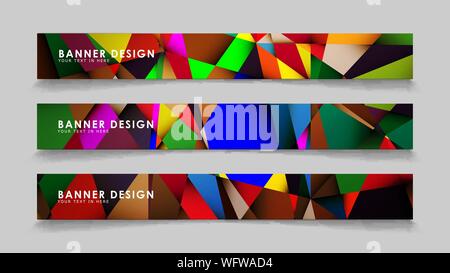 Abstract rectangular vector banners with colorful geometric gradient backgrounds Stock Vector