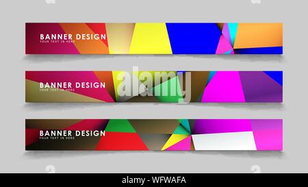 Abstract rectangular vector banners with colorful geometric gradient backgrounds Stock Vector