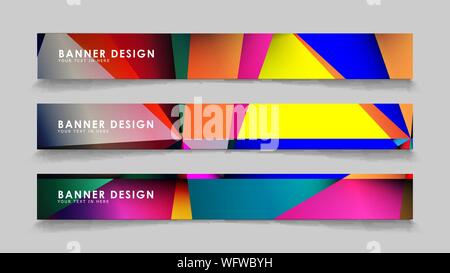 Abstract rectangular vector banners with colorful geometric gradient backgrounds Stock Vector