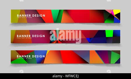 Abstract rectangular vector banners with colorful geometric gradient backgrounds Stock Vector