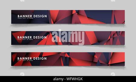 Abstract rectangle vector banners with red black geometric gradient backgrounds . design templates. future Poster template design Stock Vector