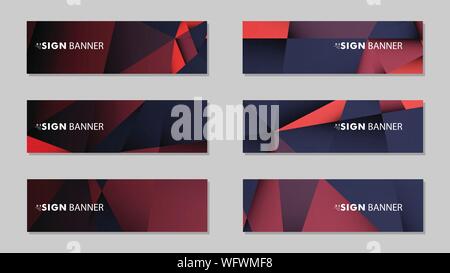 Abstract rectangle vector banners with red black geometric gradient backgrounds . design templates. future Poster template design Stock Vector