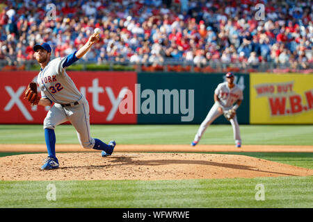 August 31, 2019: Philadelphia Phillies first baseman Rhys Hoskins (17) in  action during the MLB game between the New York Mets and Philadelphia  Phillies at Citizens Bank Park in Philadelphia, Pennsylvania. Christopher