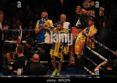 London, UK. 31st Aug, 2019. 31st August 2019; 02 Arena, London, England; WBC world lightweight title fight, Vasyl Lomachenko versus Luke Campbell; Vasiliy Lomachenko is presented to the crowd - Editorial Use Only. Credit: Action Plus Sports Images/Alamy Live News Stock Photo