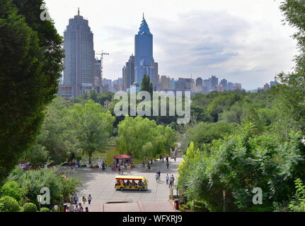 Urumqi modern city skyline from Hongshan park - Xinjiang Uygur Autonomous province, China Stock Photo