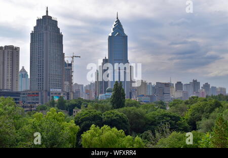 Urumqi modern city skyline development from Hongshan park - Xinjiang Uygur Autonomous province, China Stock Photo