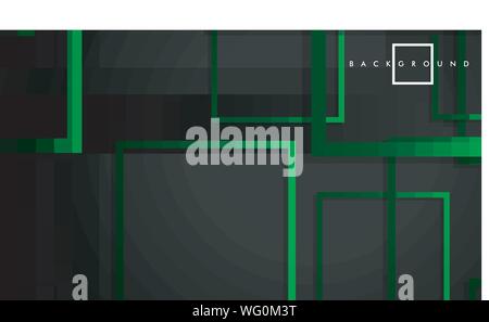 Vector Modern Abstract Squares Backgrounds . with a black green gradient. eps 10 template Stock Vector
