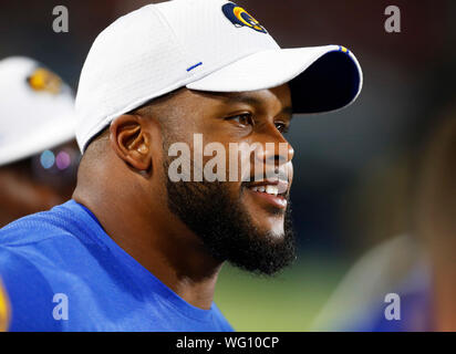 August 24, 2019 Los Angeles Rams defensive tackle Aaron Donald #99 in action during the game between the Los Angeles Rams and the Denver Broncos at the Los Angeles Coliseum in Los Angeles, California. Charles Baus/CSM. Stock Photo